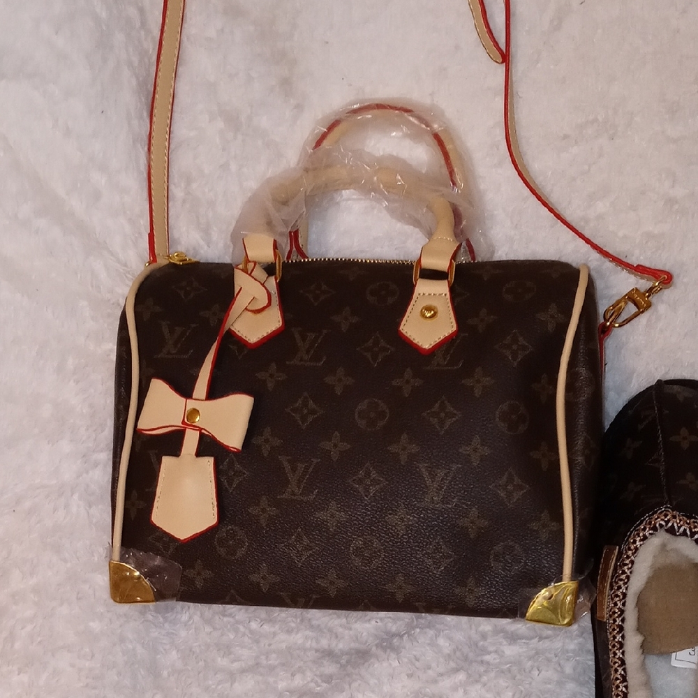 Louis Vuitton Brown and Cream Monogram Satchel